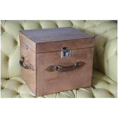 Leather hat cube trunk, travel trunk