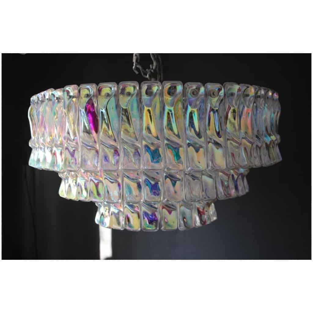 Venini chandelier in pink white and amber Murano glass 3