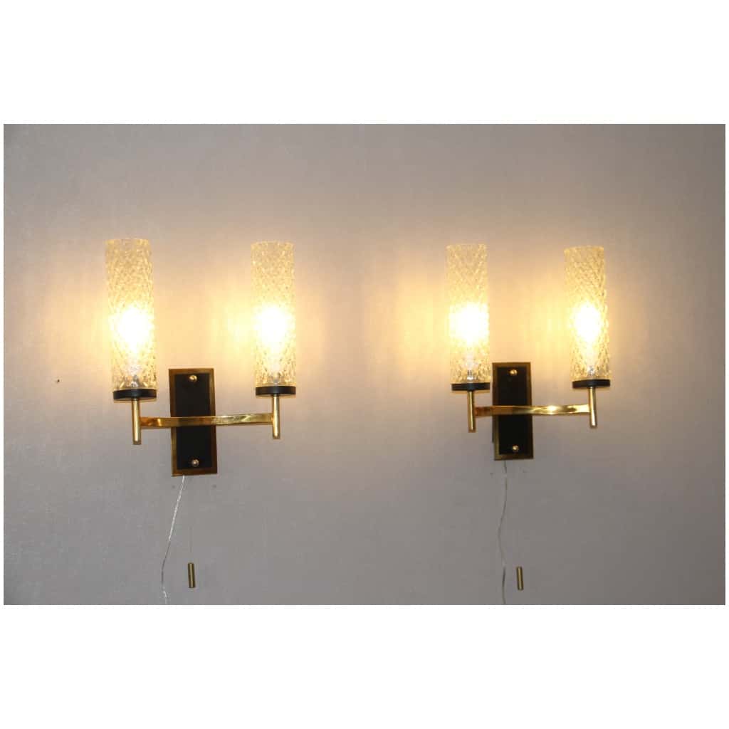 Pair of vintage Maison Lunel sconces from the 1950s 4
