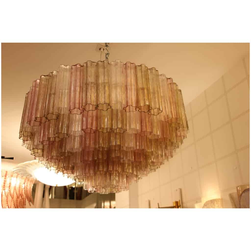 Venini chandelier in pink white and amber Murano glass 4