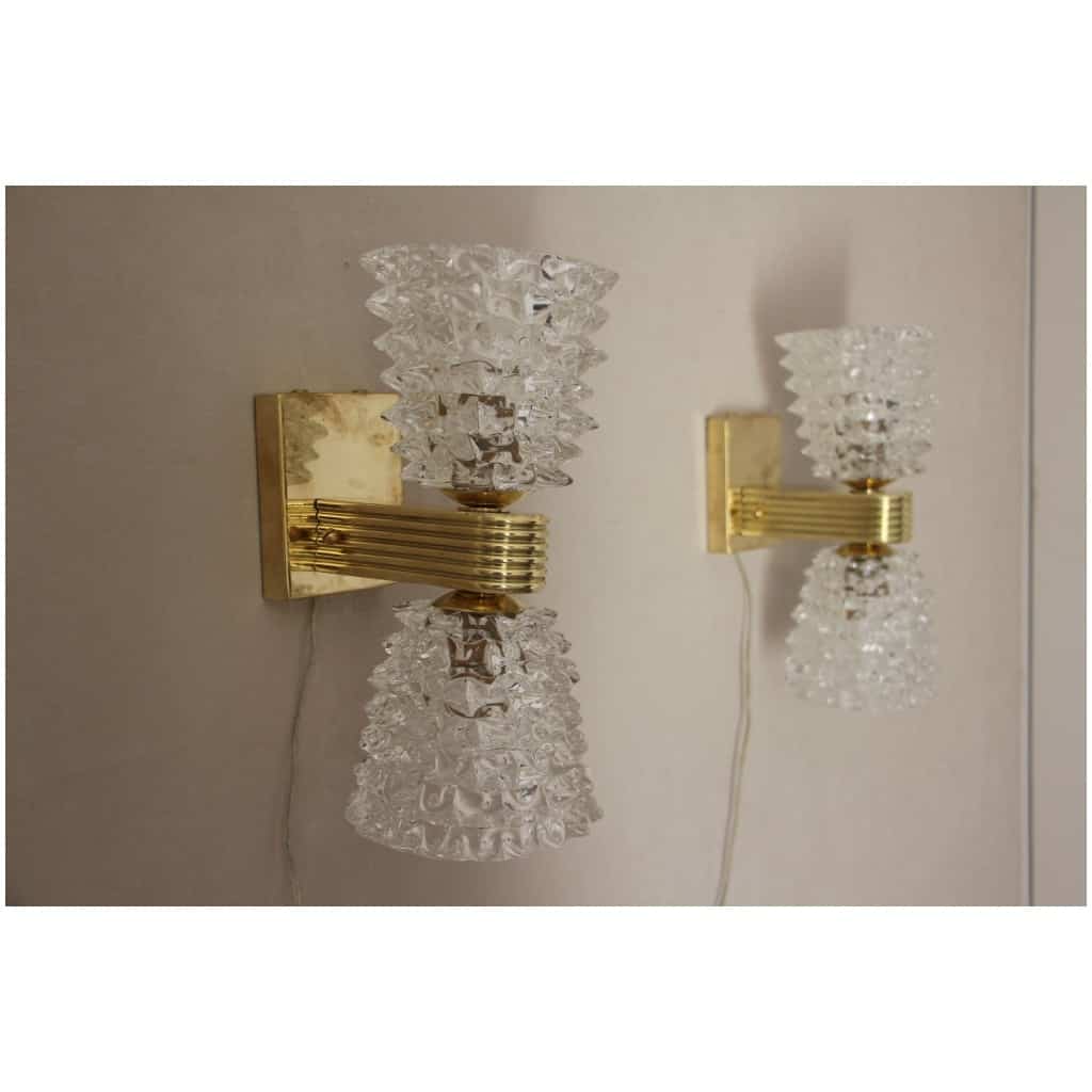 Pair of Murano Rostrato Glass Sconces by Barovier e Toso, Clear Glass 4