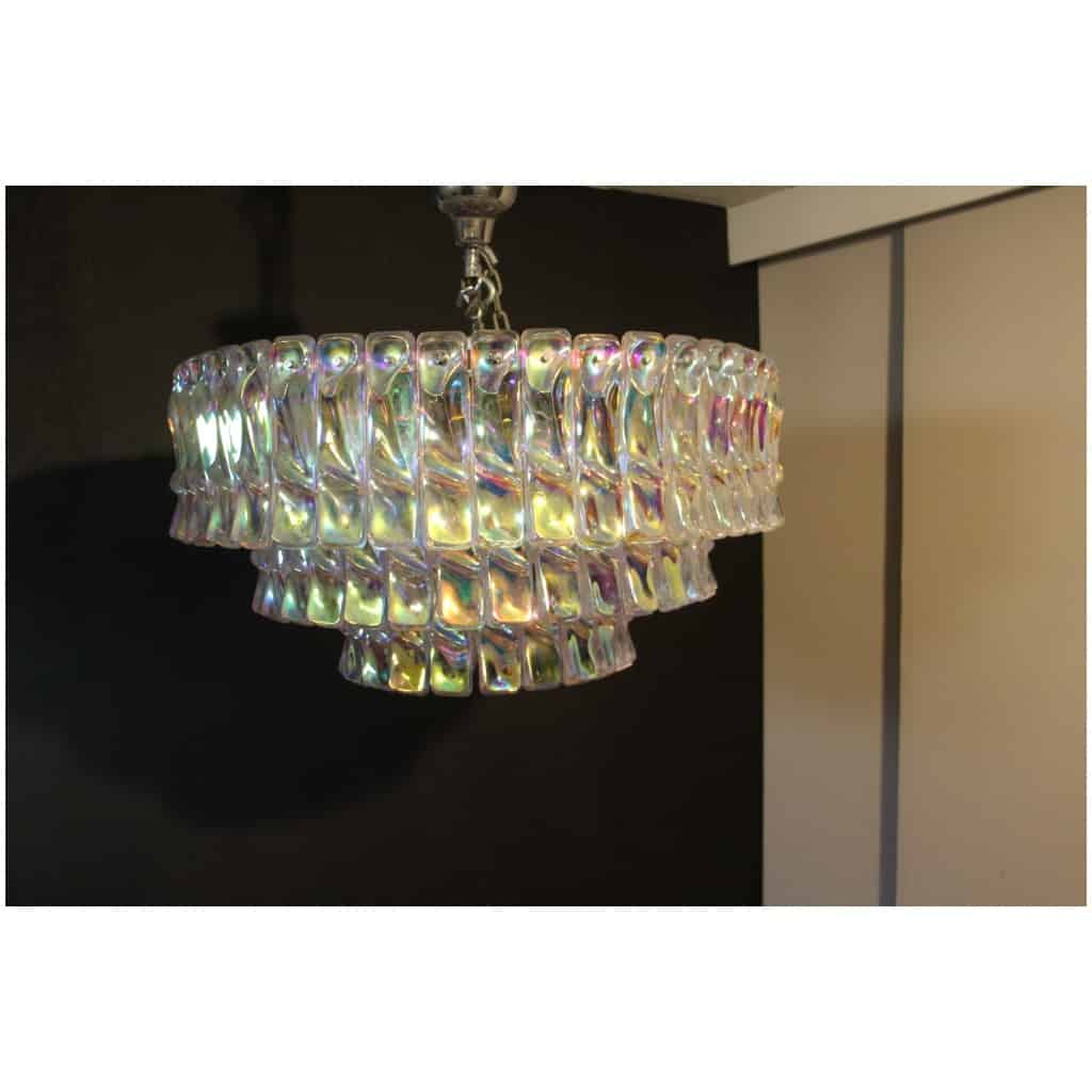 Venini chandelier in pink white and amber Murano glass 21