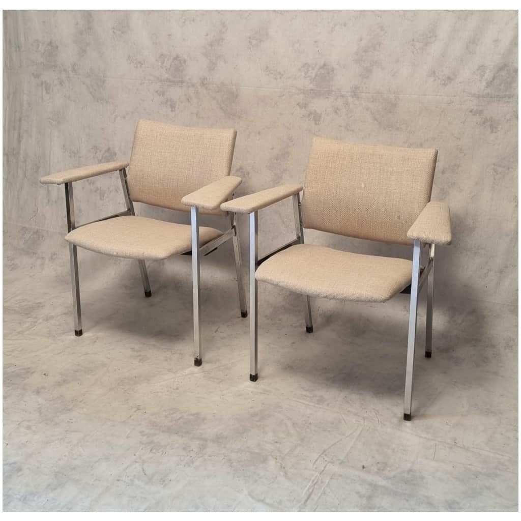 Paire de Fauteuils à Strapontin – Fritz Hansen – Métal Chromé – Ca 1970 5