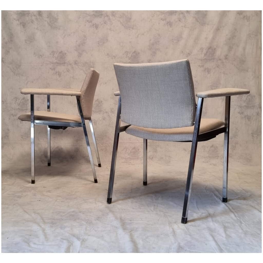 Paire de Fauteuils à Strapontin – Fritz Hansen – Métal Chromé – Ca 1970 8