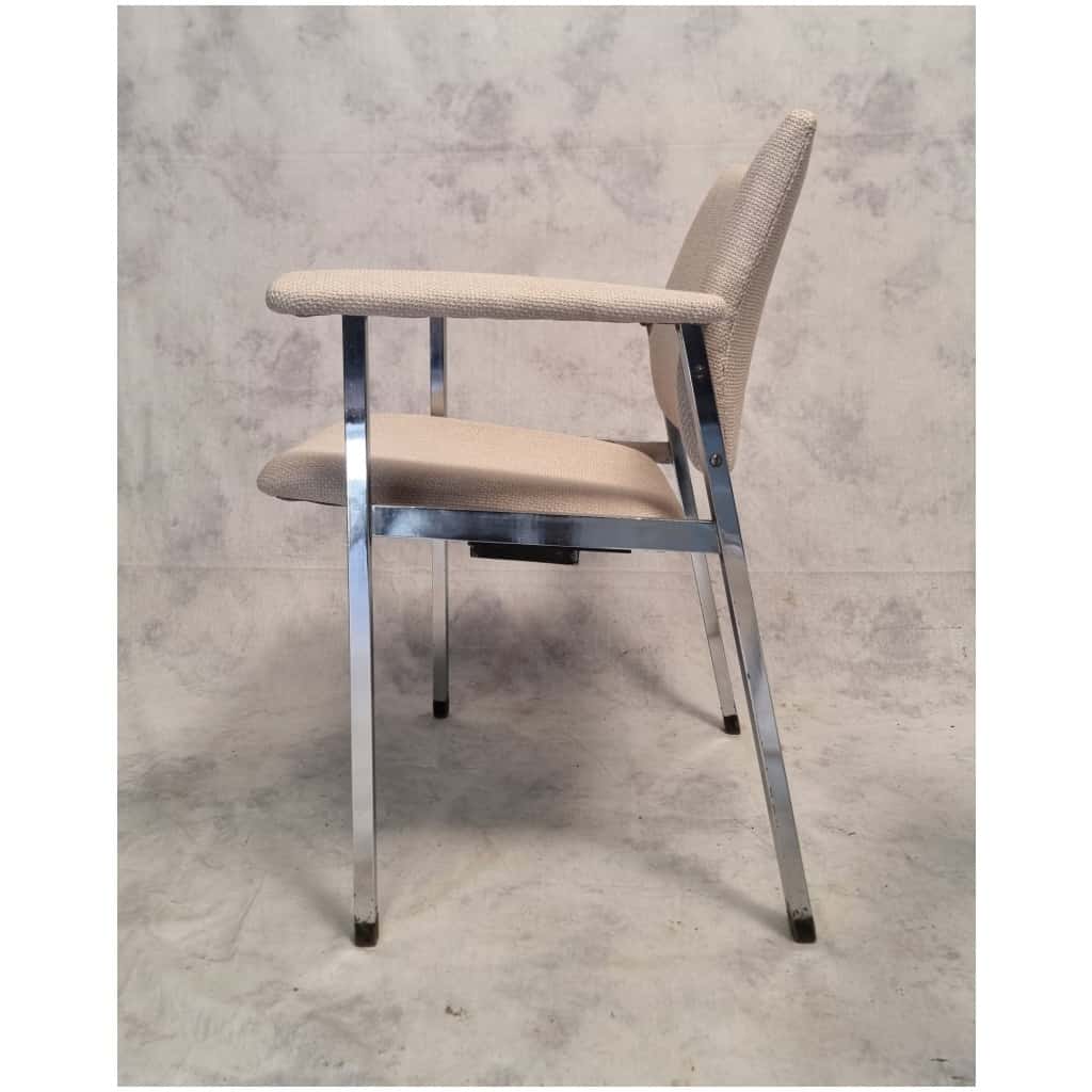 Pair of Folding Seat Armchairs – Fritz Hansen – Chromed Metal – Ca 1970 10