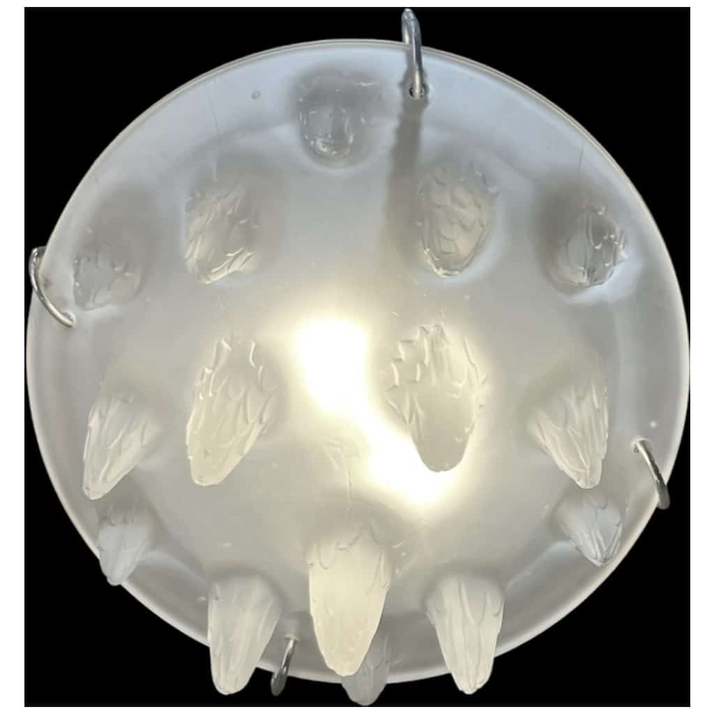 1912 René Lalique – Suspension Lustre Stalactites Verre Blanc 5