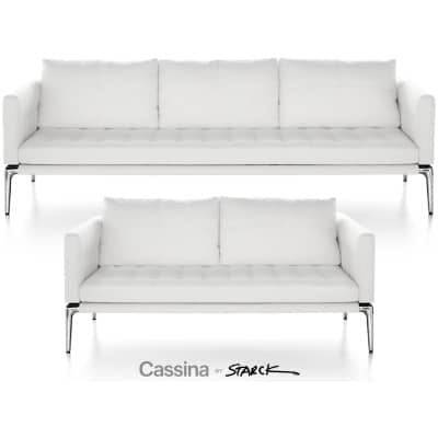 Cassina Et Philippe Starck – Paire De Canapés Volage Cuir Blanc 3