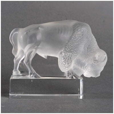 1931 René Lalique – White Glass Bison Paperweight