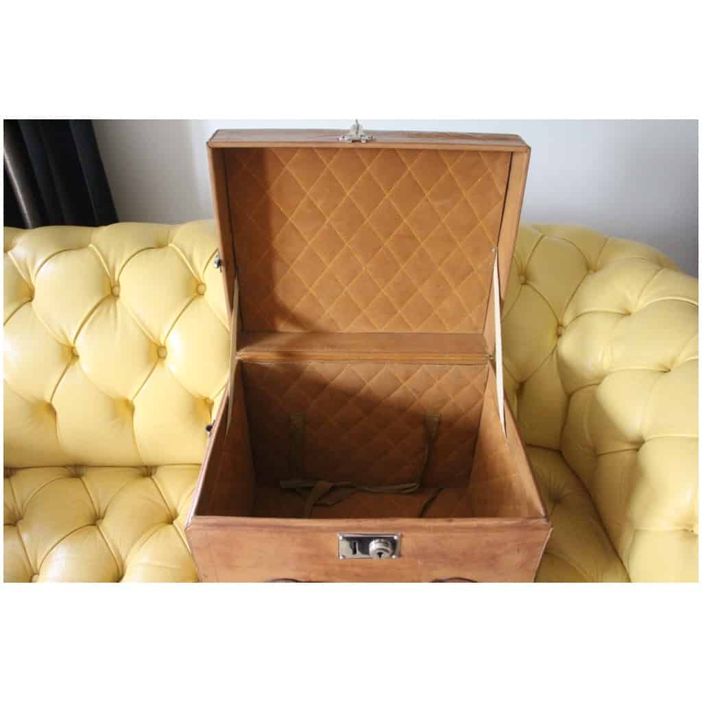 Leather hat cube trunk, travel trunk 4