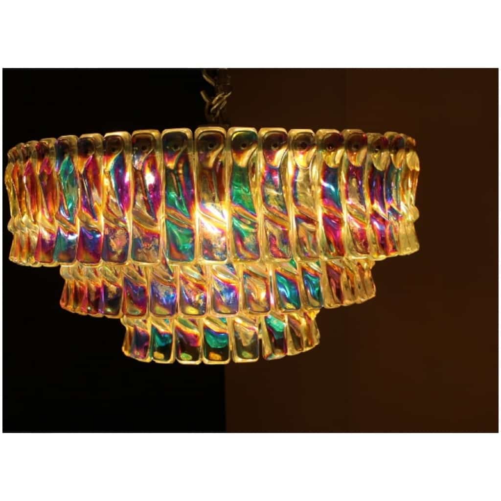 Venini chandelier in pink white and amber Murano glass 4