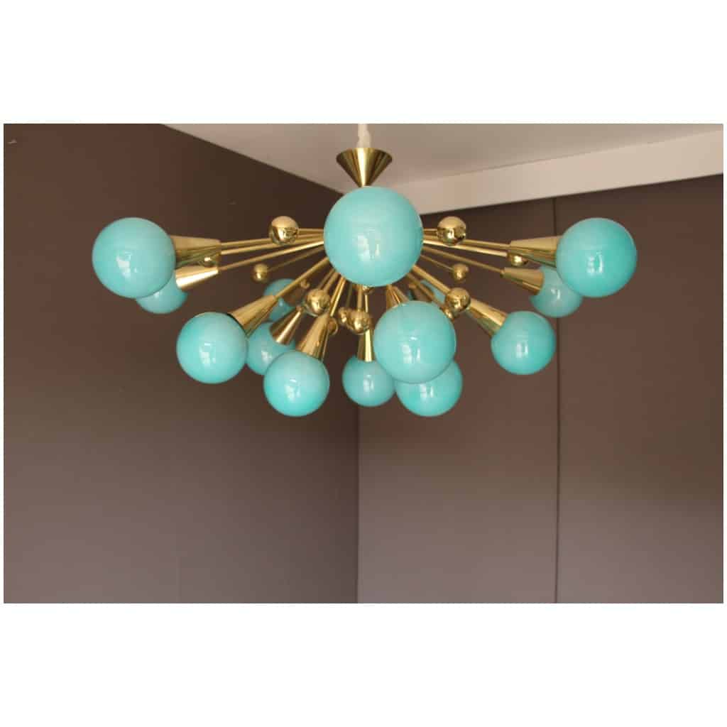 Half sputnik chandelier in turquoise blue glass 5