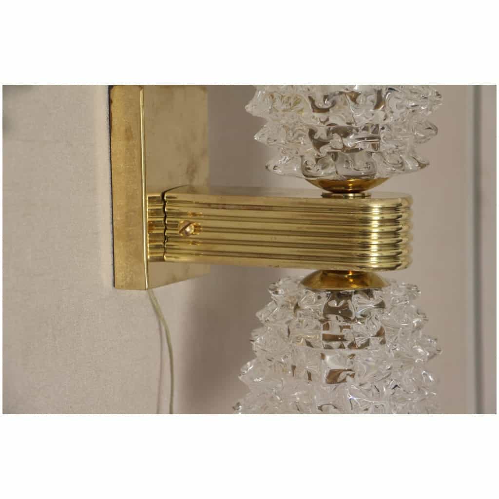 Pair of Murano Rostrato Glass Sconces by Barovier e Toso, Clear Glass 5