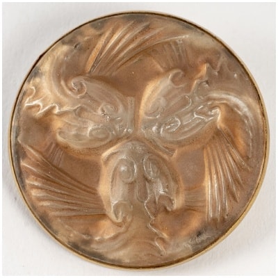 1911 René Lalique – Broche Poissons Verre Blanc Patiné Sépia Sur Clinquant Argent 3