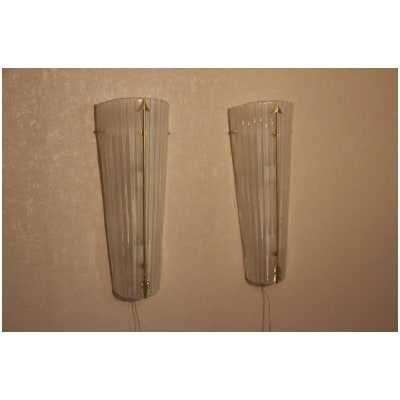 Pair of vintage white Murano glass sconces