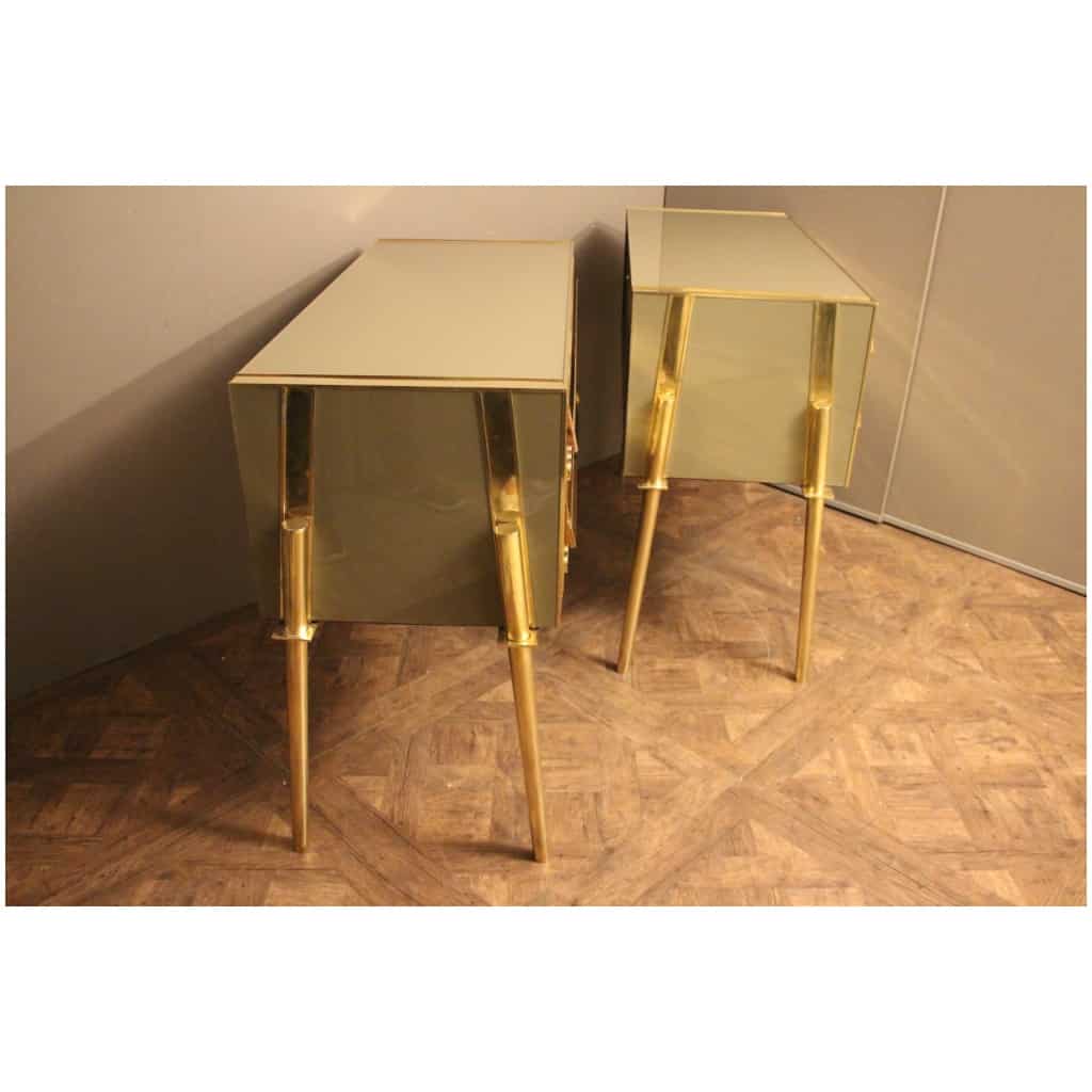 Pair of Murano glass and brass chests of drawers 7
