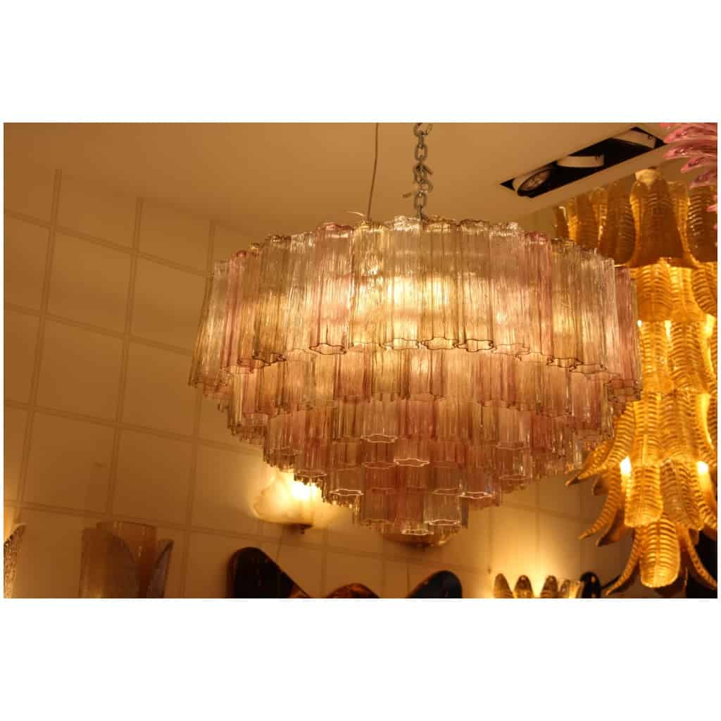 Venini chandelier in pink white and amber Murano glass 6