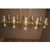 Grand lustre ovale en laiton et verre de Murano champagne 22