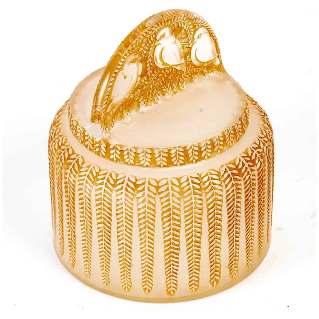 1933 René Lalique – Boîte Bombay Verre Blanc Patiné Sépia 4