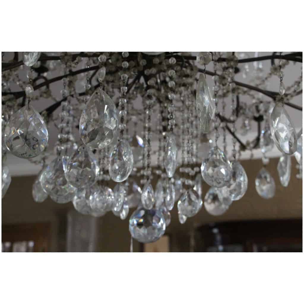 Lustre Italien à pampilles de cristal et bois sculpté du 19 ème siècle 27