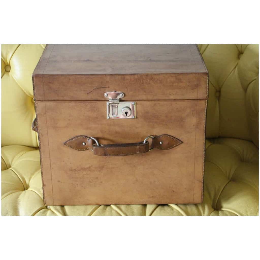 Leather hat cube trunk, travel trunk 6
