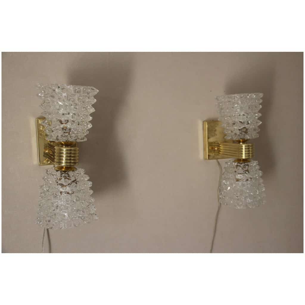 Pair of Murano Rostrato Glass Sconces by Barovier e Toso, Clear Glass 7