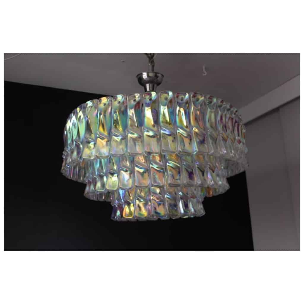 Venini chandelier in pink white and amber Murano glass 7