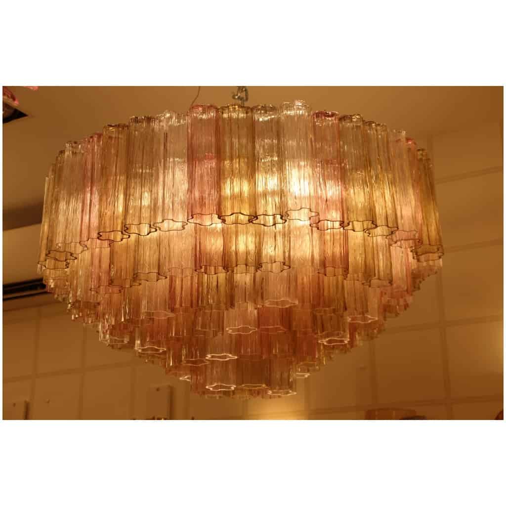 Venini chandelier in pink white and amber Murano glass 8