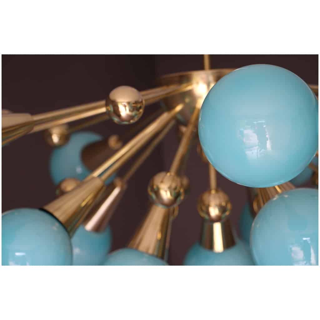 Lustre demi spoutnik en verre bleu turquoise 8