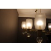 Grand lustre ovale en laiton et verre de Murano champagne 24