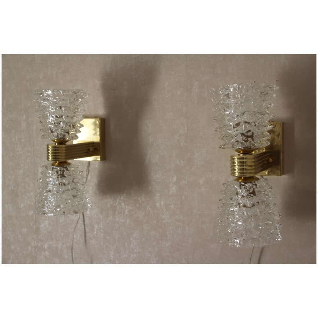 Pair of Murano Rostrato Glass Sconces by Barovier e Toso, Clear Glass 8