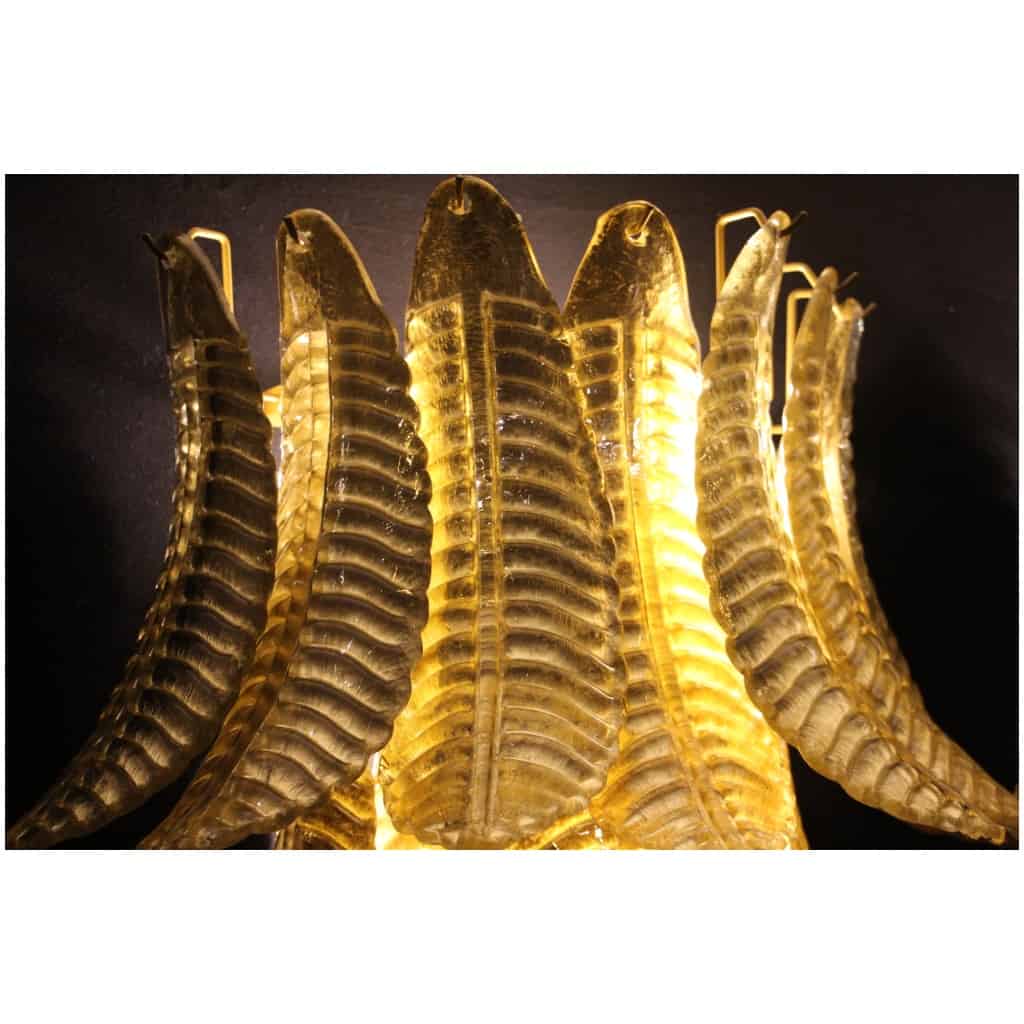 Pair of long sconces in golden Murano glass in the shape of a palm tree 9