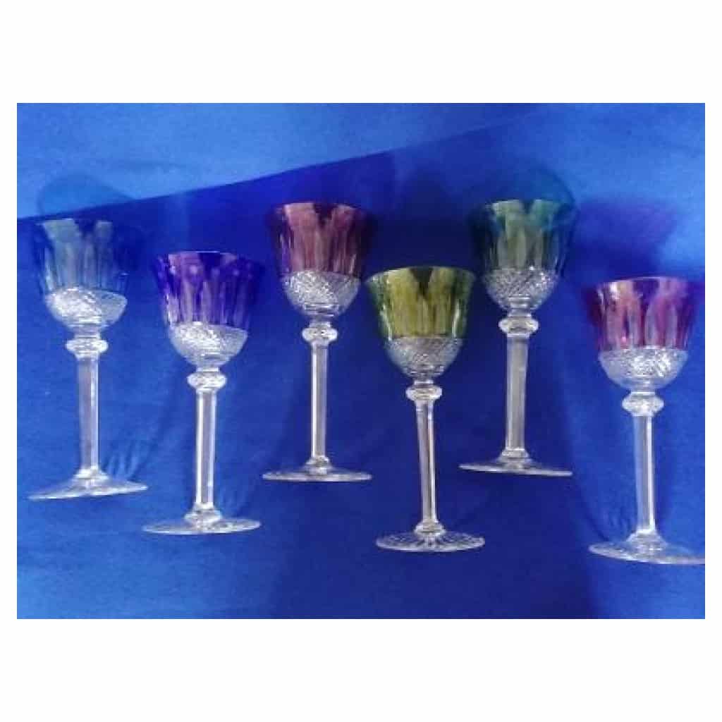 6 grands verres de couleur Roemer, Saint Louis, modèle Tommy 5