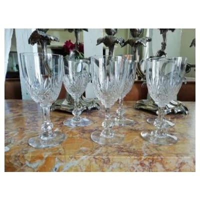 6 WHITE WINE GLASSES in SAINT LOUIS crystal, Massenet model, in perfect condition