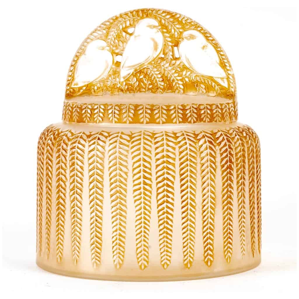 1933 René Lalique – Boîte Bombay Verre Blanc Patiné Sépia 5