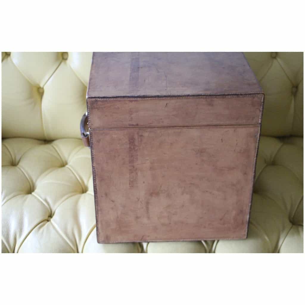 Leather hat cube trunk, travel trunk 8