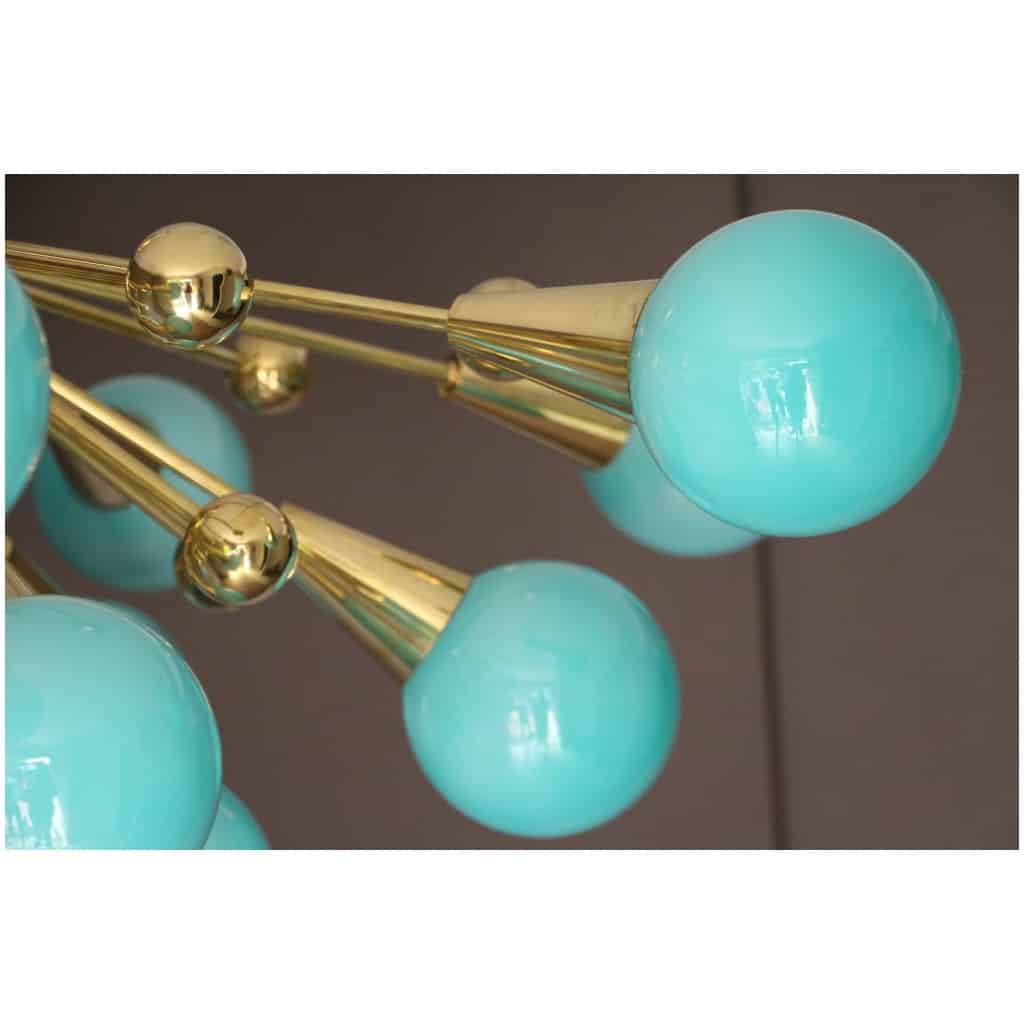Half sputnik chandelier in turquoise blue glass 9