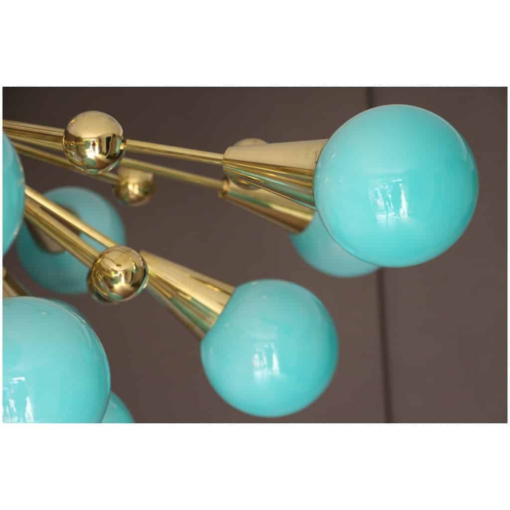 Lustre demi spoutnik en verre bleu turquoise 9