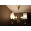 Grand lustre ovale en laiton et verre de Murano champagne 25