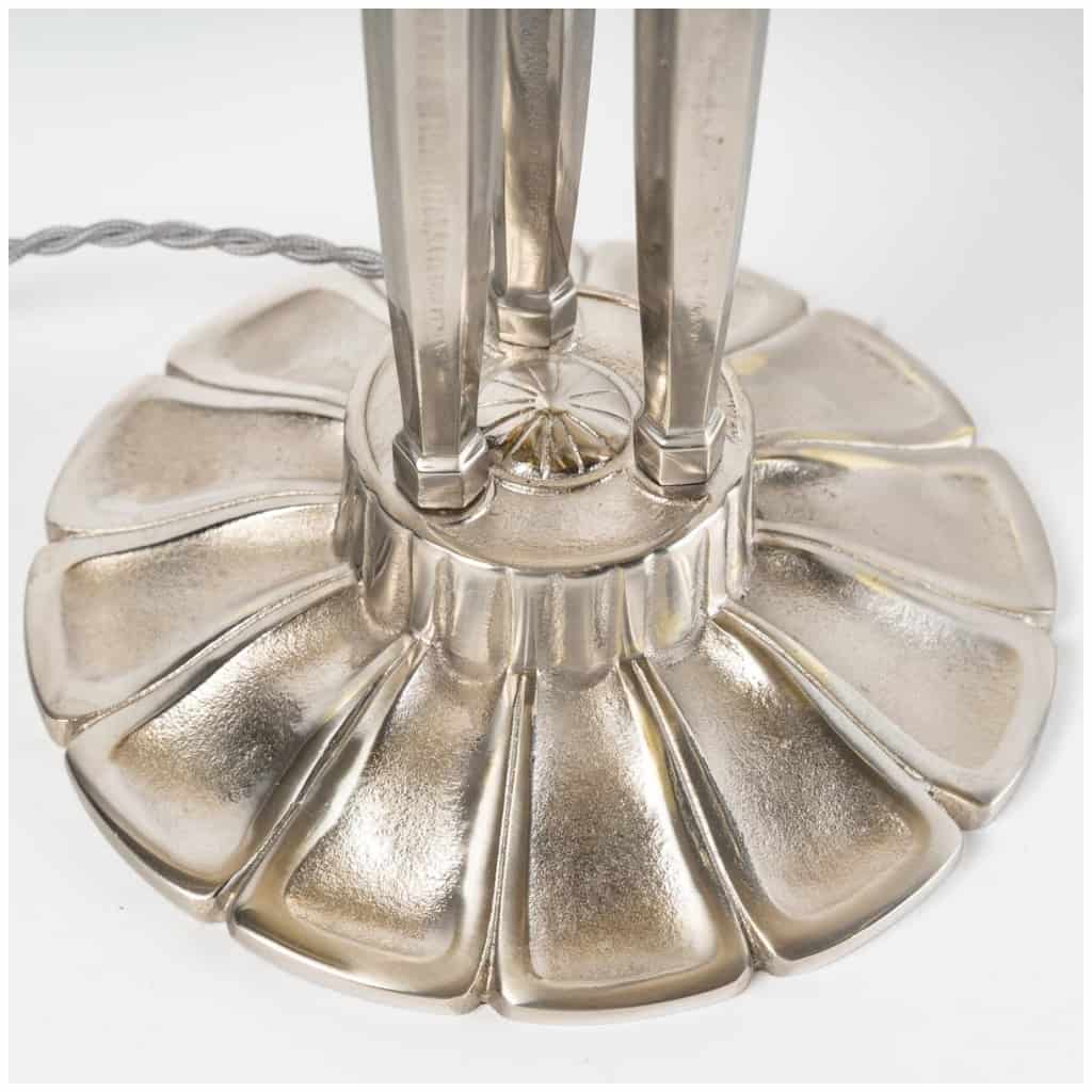 1926 René Lalique – Lampe Soleil Verre Jaune Et Bronze Nickelé 7