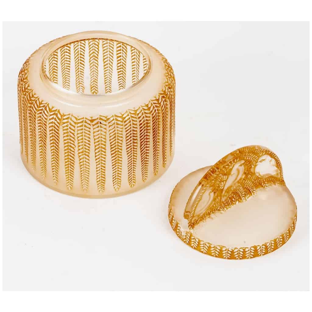 1933 René Lalique – Boîte Bombay Verre Blanc Patiné Sépia 8