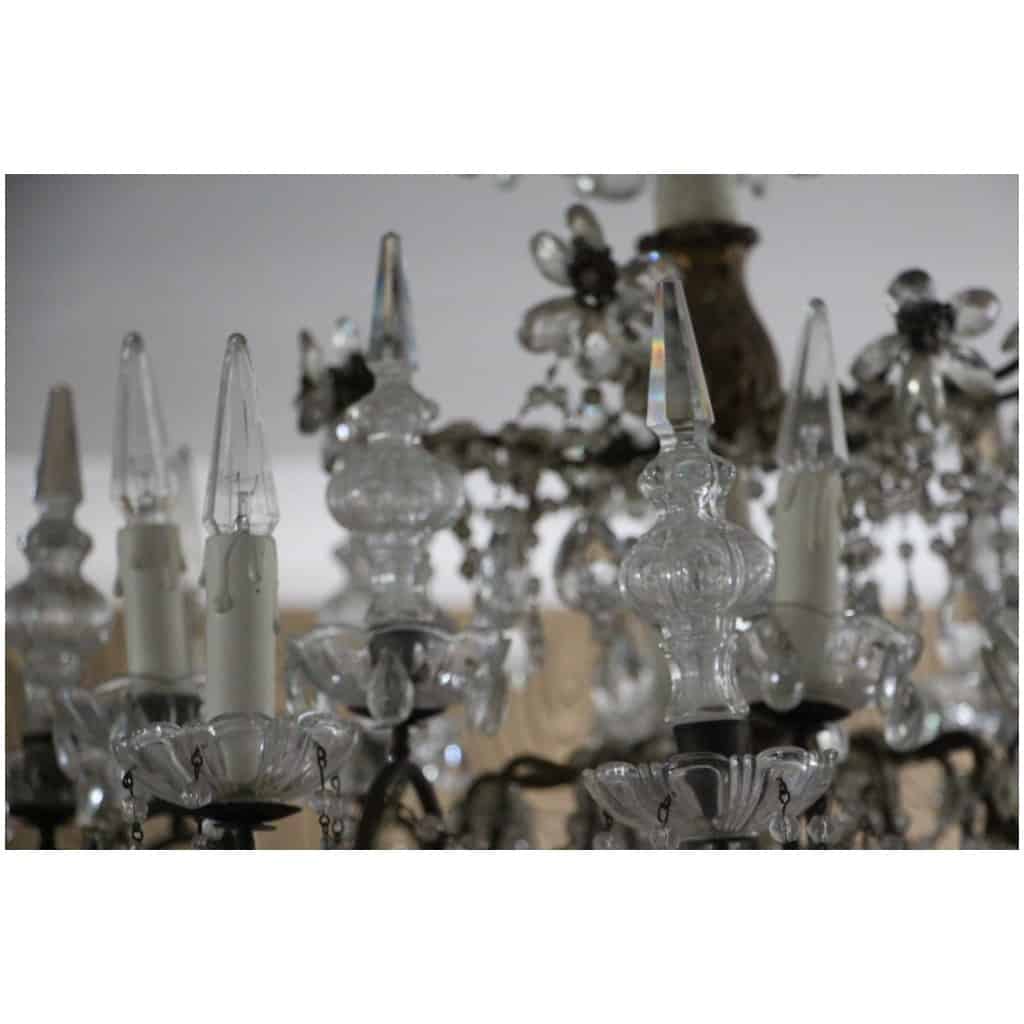 Lustre Italien à pampilles de cristal et bois sculpté du 19 ème siècle 24