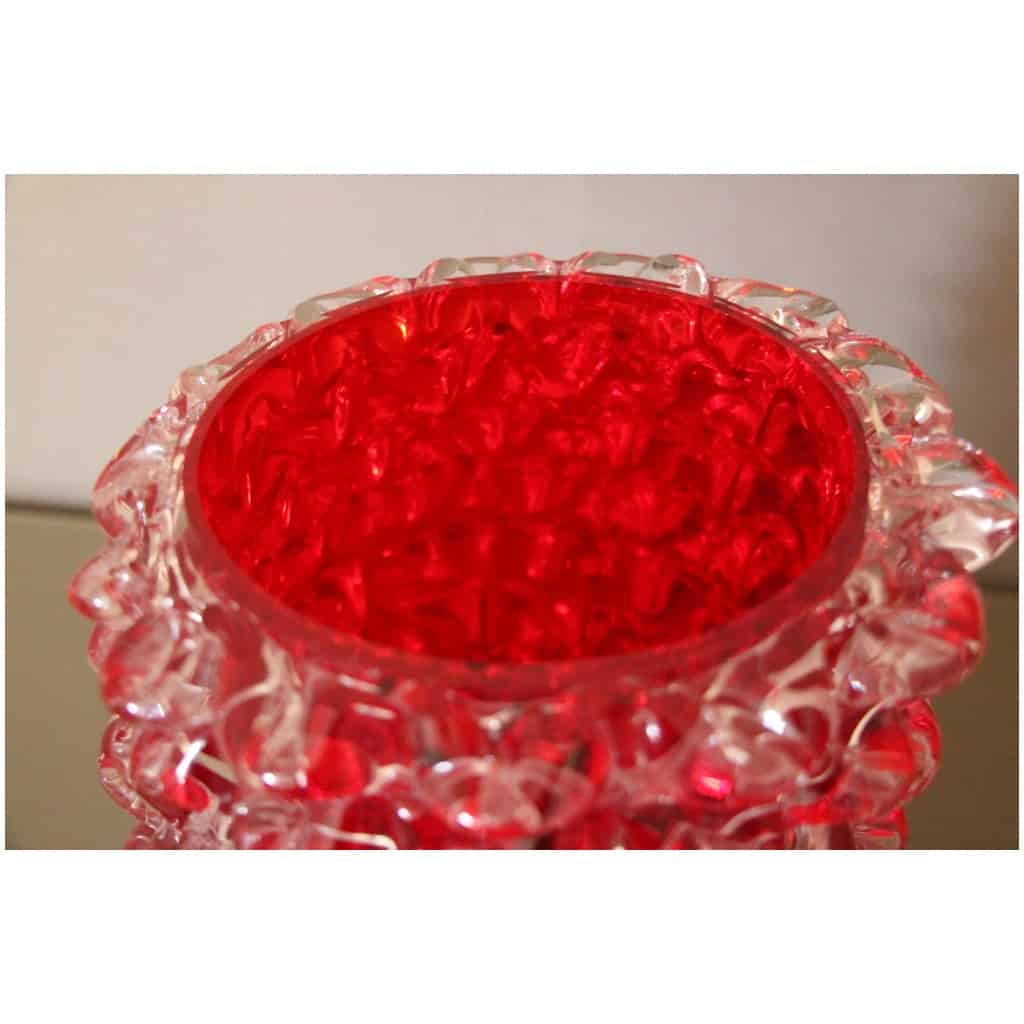 Old Ruby Rostrato Red Murano Glass Vase 9