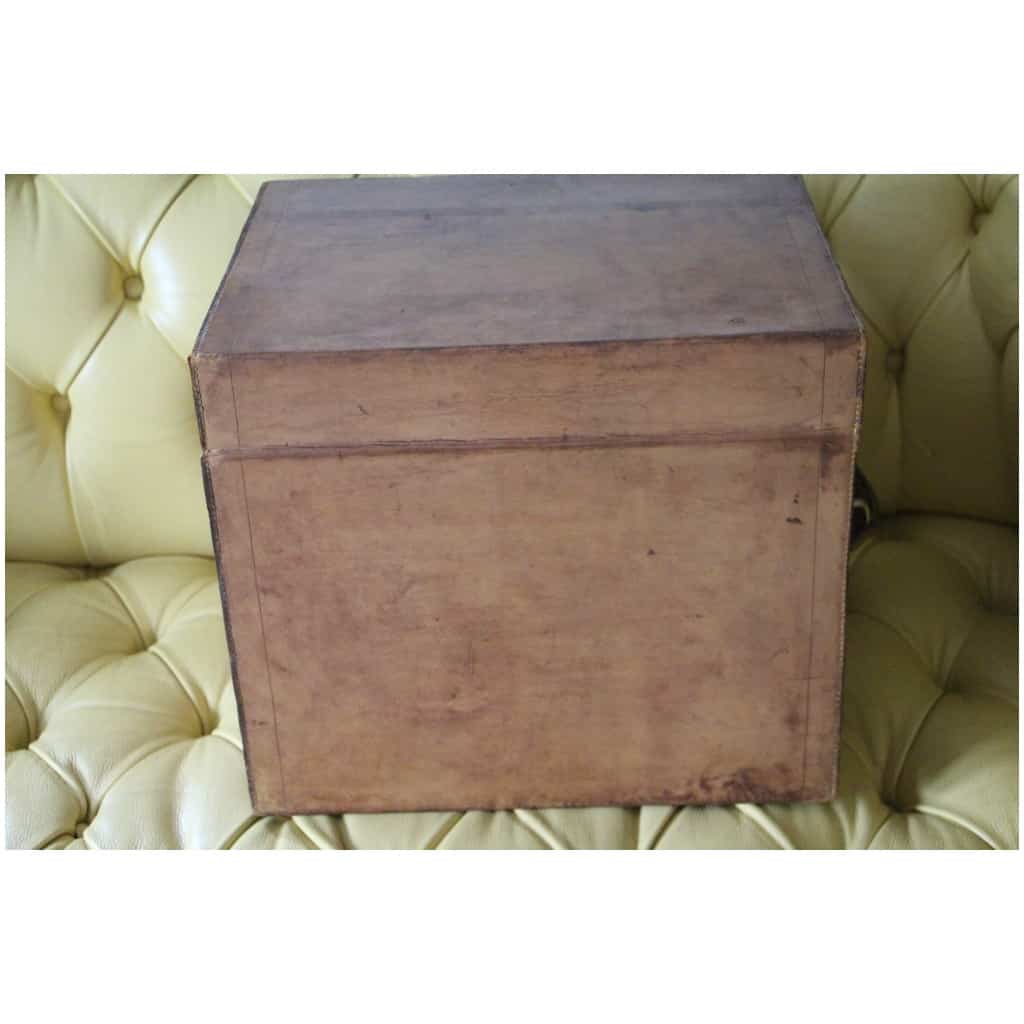 Leather hat cube trunk, travel trunk 9
