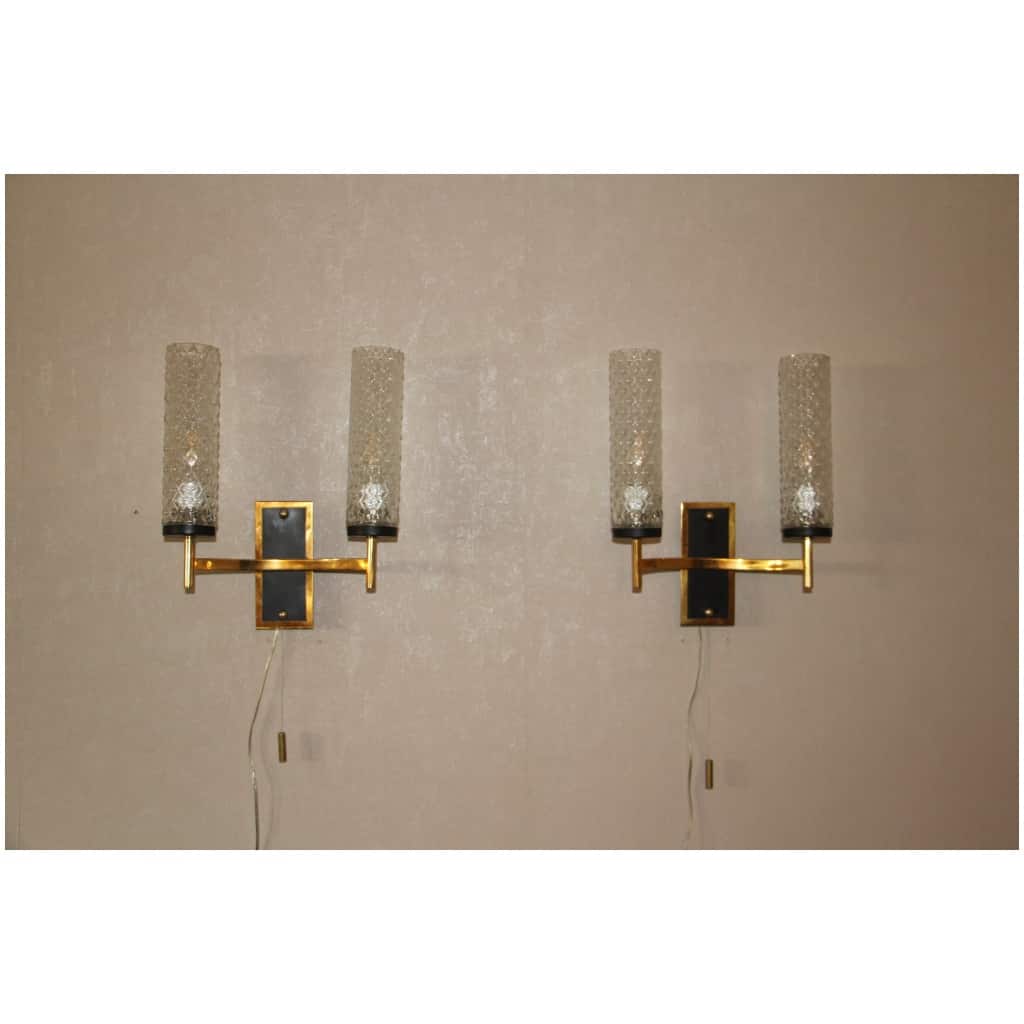 Pair of vintage Maison Lunel sconces from the 1950s 9