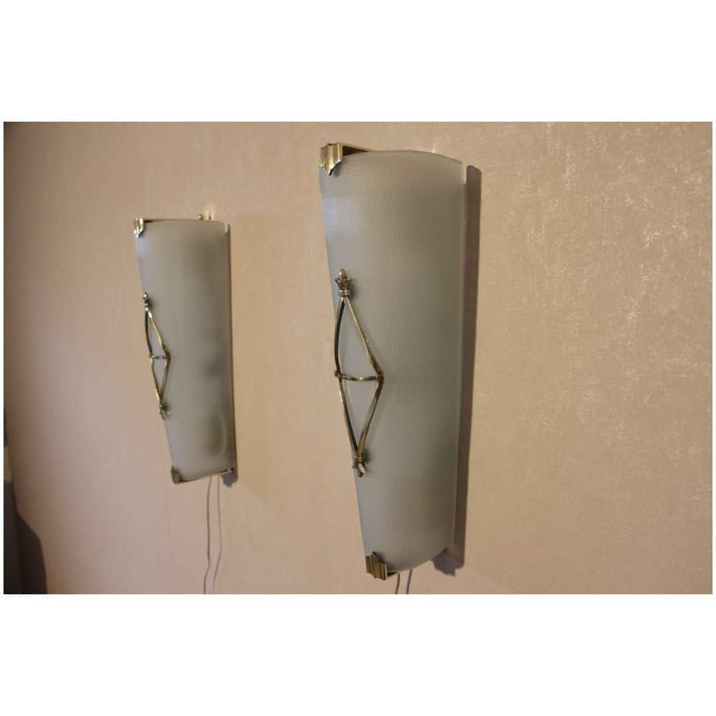 Pair of Petitot cinema sconces in striated glass 10