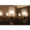 Grand lustre ovale en laiton et verre de Murano champagne 26