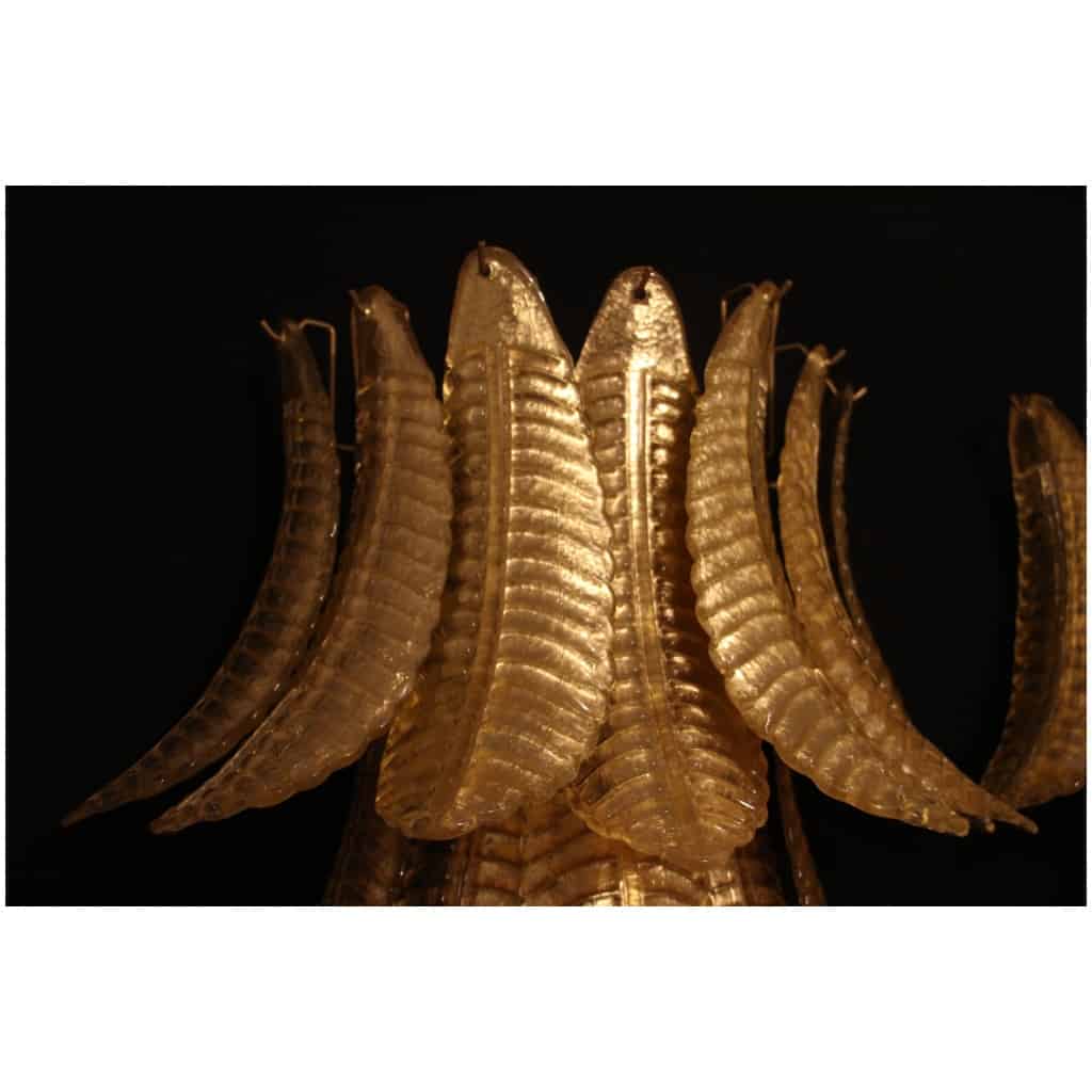 Paire d’appliques longues en verre de Murano doré en forme de palmier 11