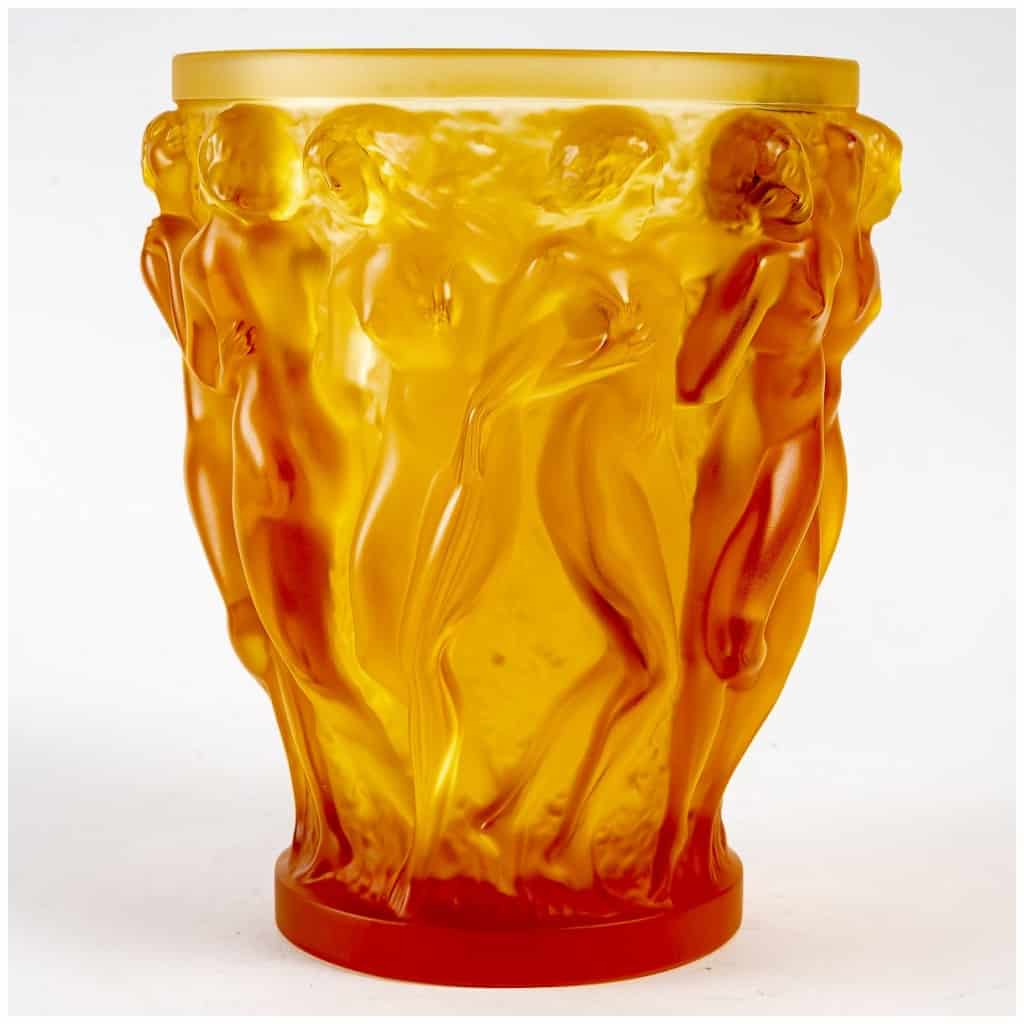 2007 Lalique France – Vase Bacchantes Cristal Ambre Numéroté – Neuf 3