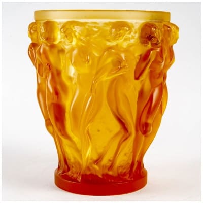 2007 Lalique France – Vase Bacchantes Cristal Ambre Numéroté – Neuf