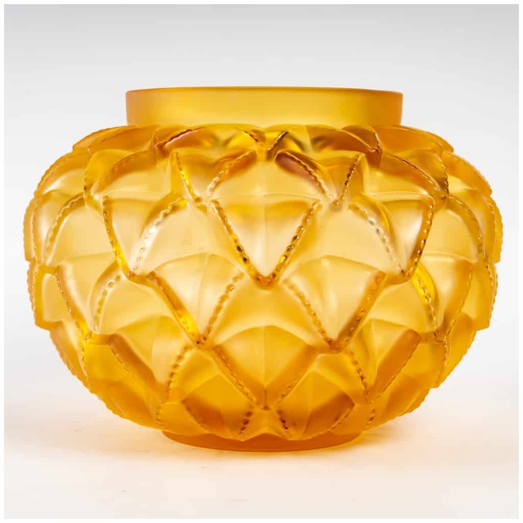 Lalique France – Vase Languedoc Cristal Jaune Ambré 3